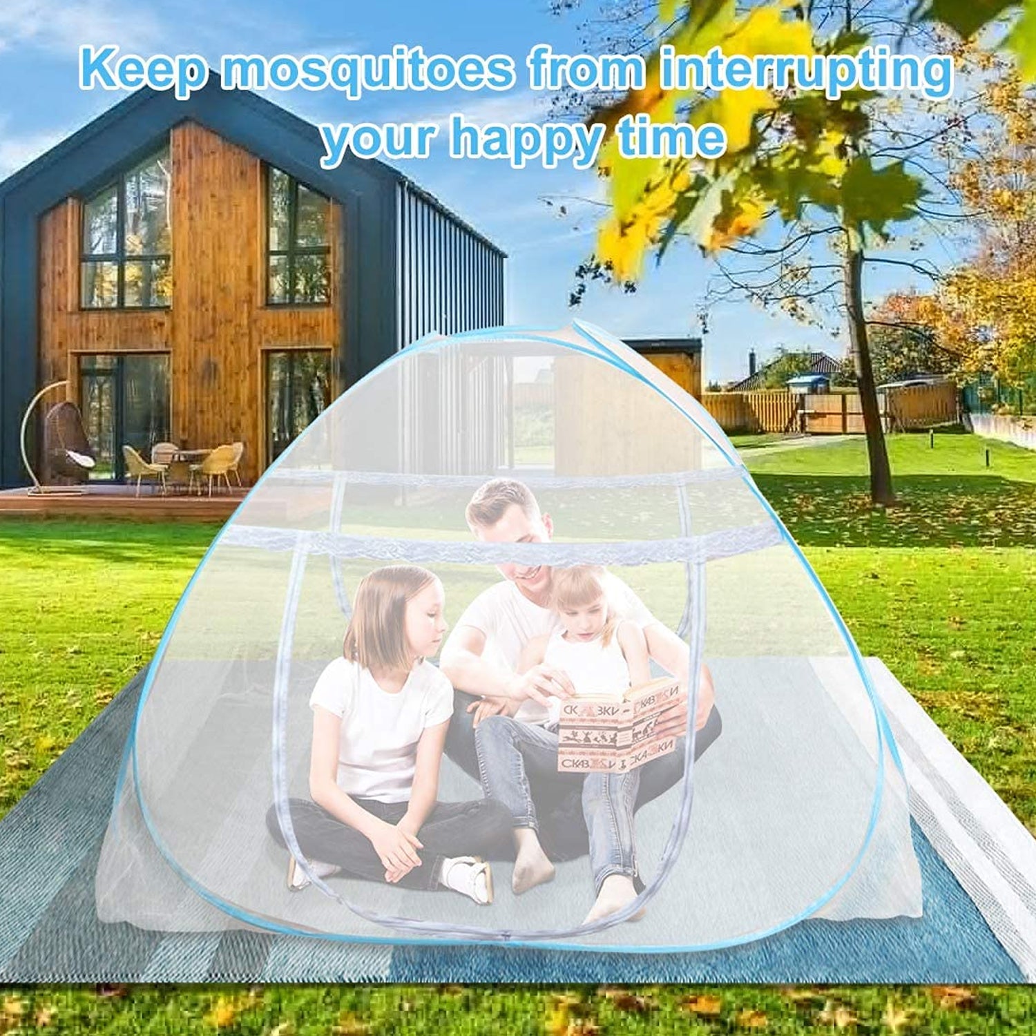 Wukusy premium polyester foldable mosquito net tent, 100 cm long, designed for home improvement and insect protection.