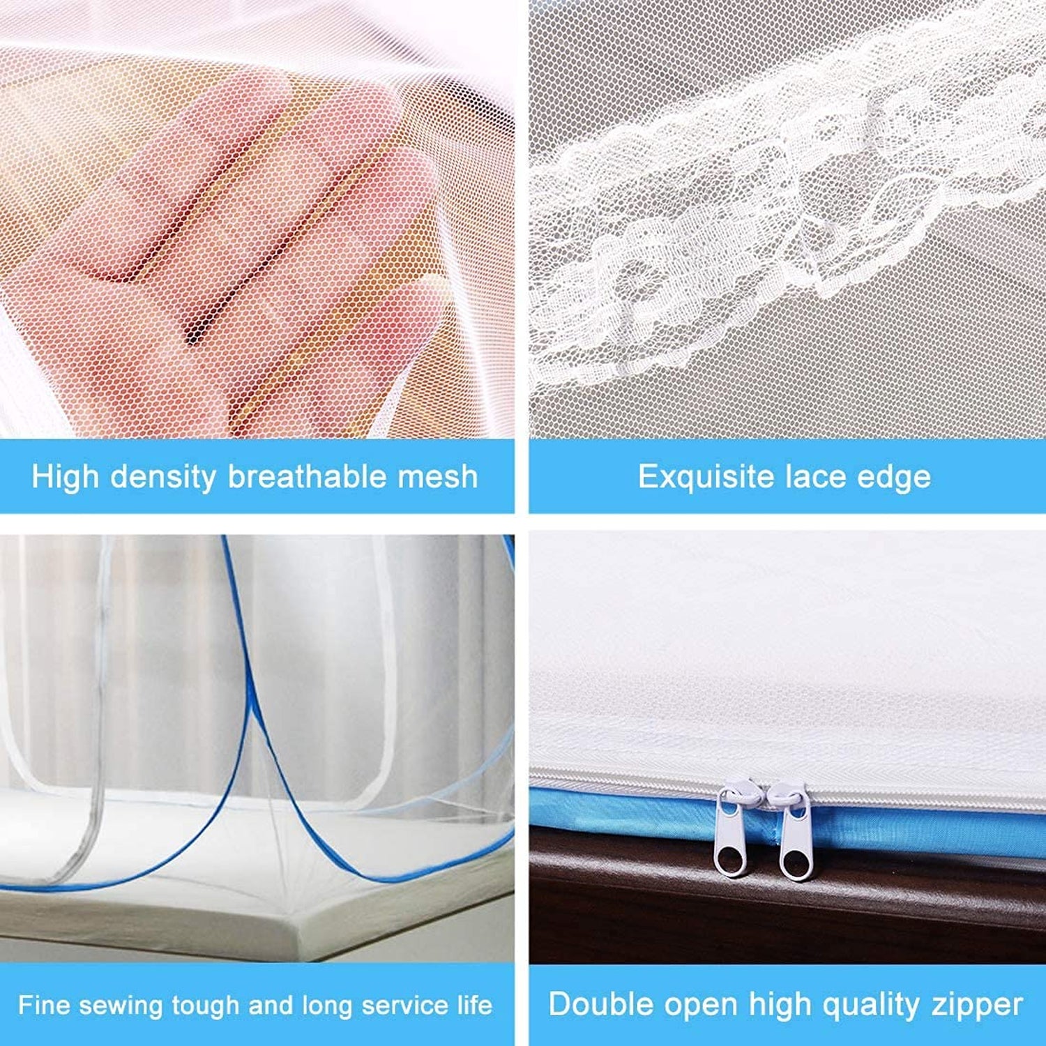 Wukusy premium polyester foldable mosquito net tent, 100 cm long, designed for home improvement, with mesh sides and foldable frame.