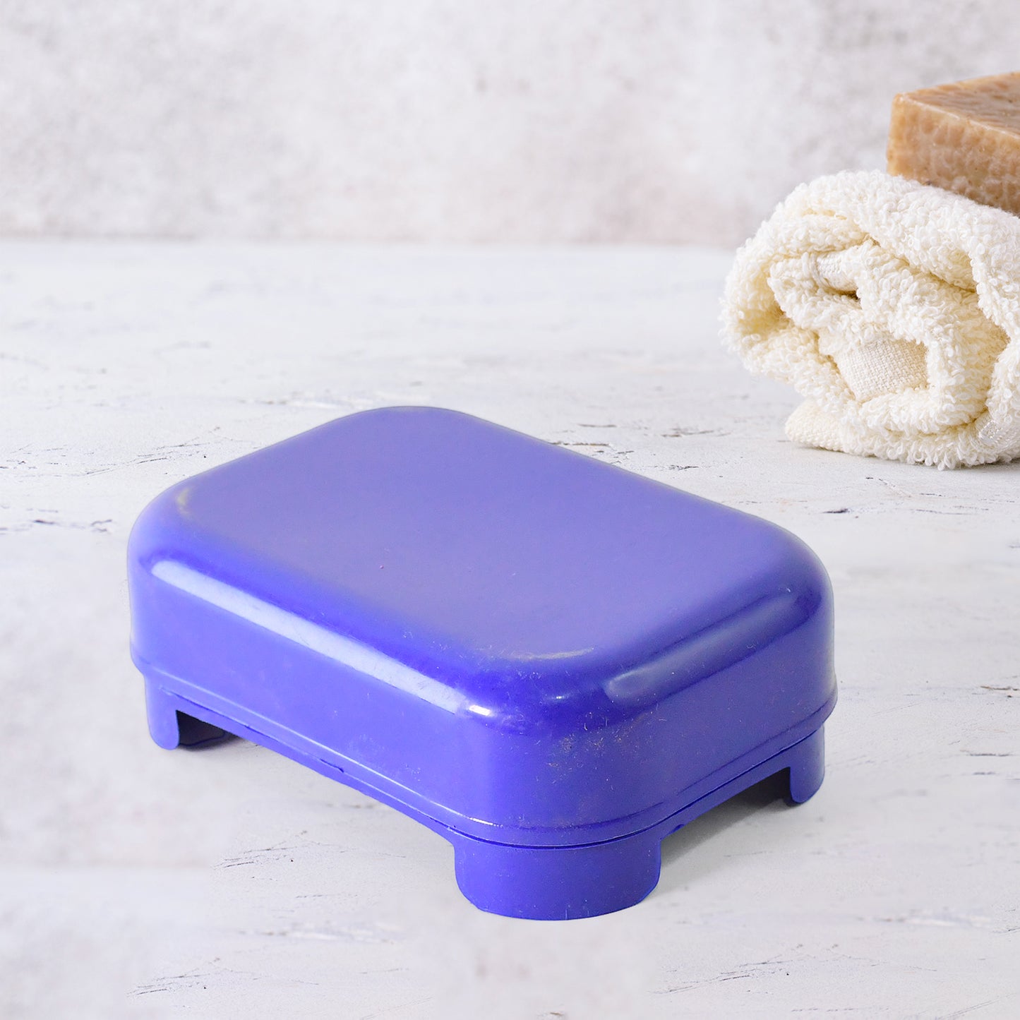 Blue rectangular plastic soap case by Wukusy, durable and premium quality for home soap storage.