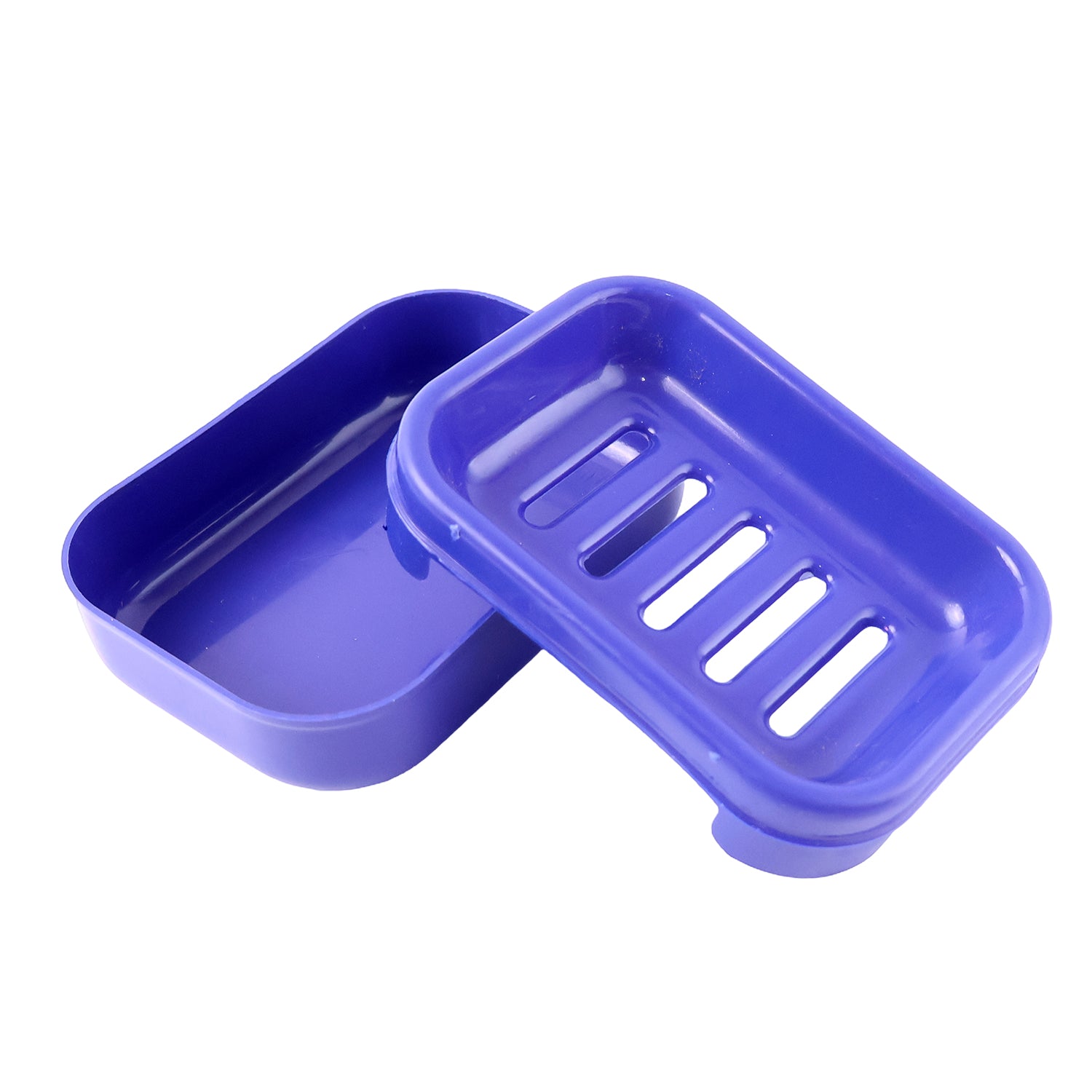 Blue rectangular plastic soap case by Wukusy, durable and sleek, designed for home bathroom organization.