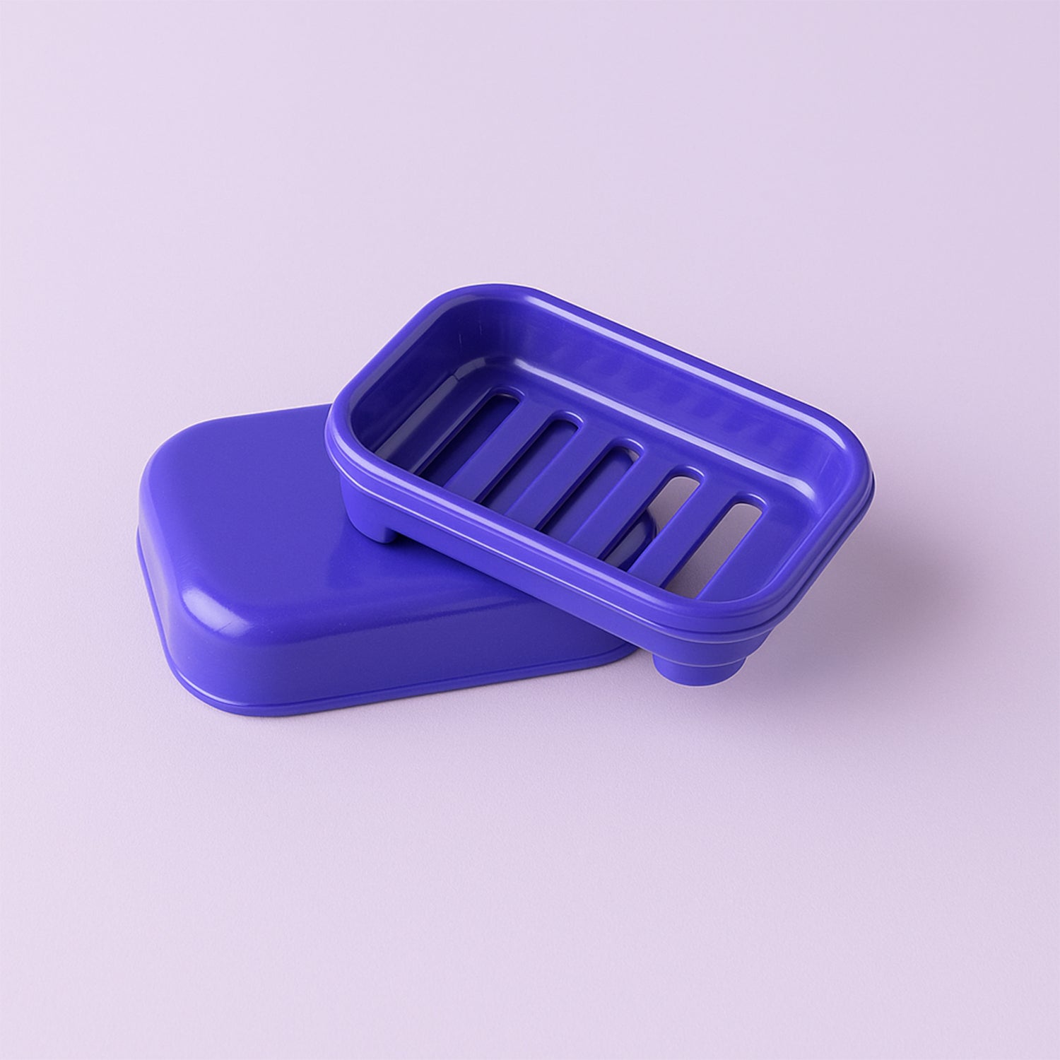 Blue rectangular plastic soap case by Wukusy, designed for home improvement storage, featuring a durable and sleek design.