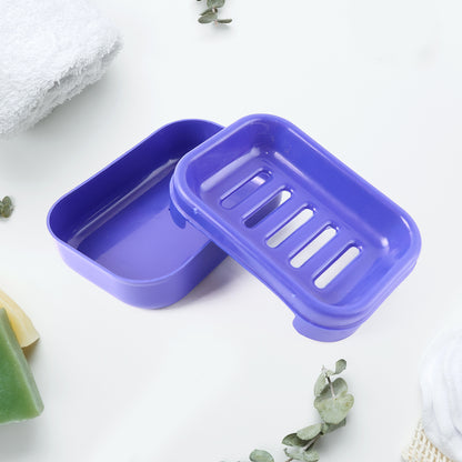 Blue plastic soap case by Wukusy, rectangular shape, premium quality, designed for home improvement and bathroom organization.