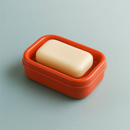 Brick red plastic soap case by Wukusy, rectangular shape, durable home improvement accessory for storing soap.