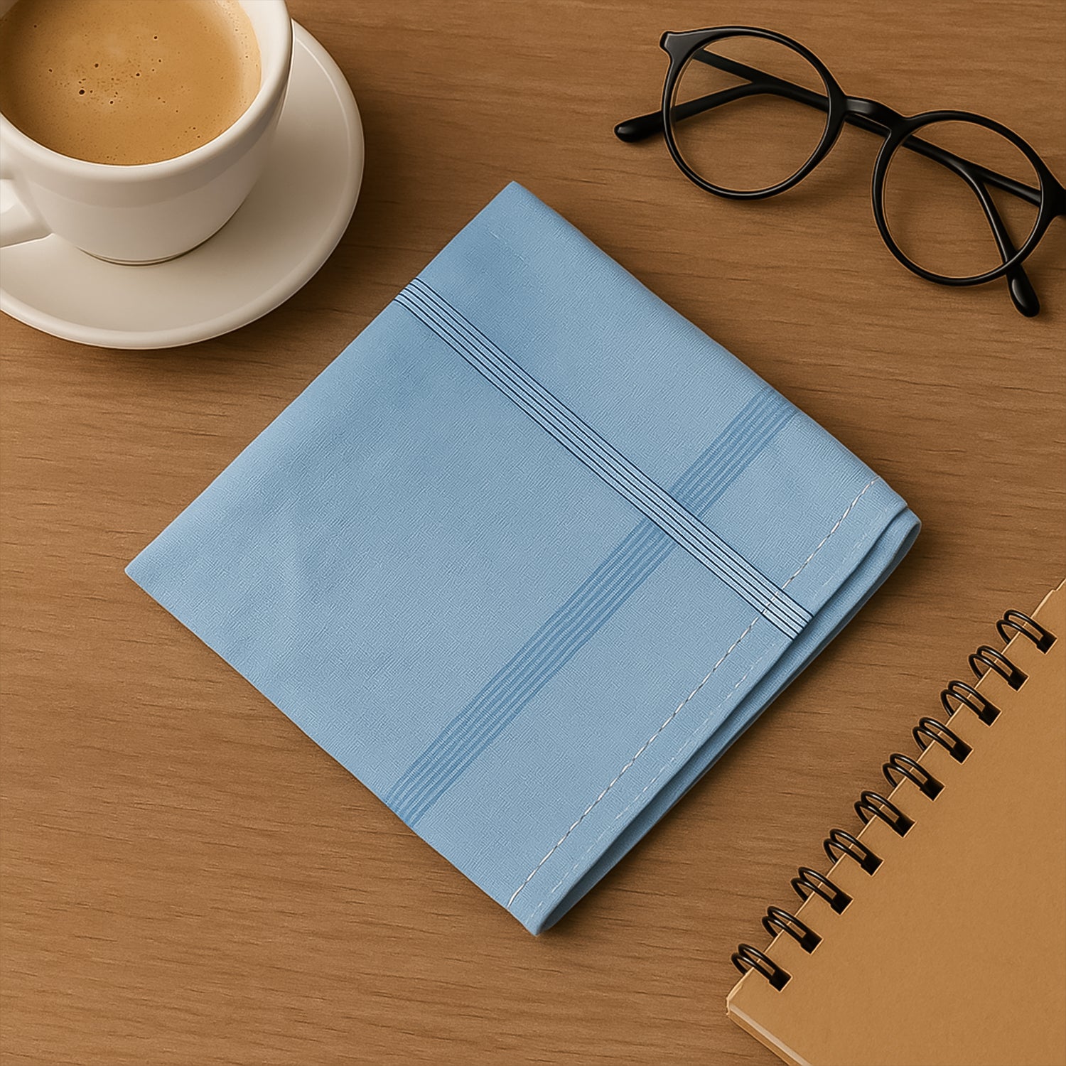 Soft cotton men's handkerchief from Wukusy, 40x40 cm, neatly folded for home improvement and everyday use.