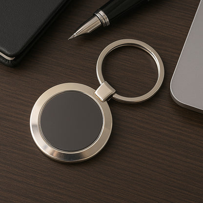 Wukusy premium round metal keychain, durable home improvement accessory with a sleek round design, 1 piece.