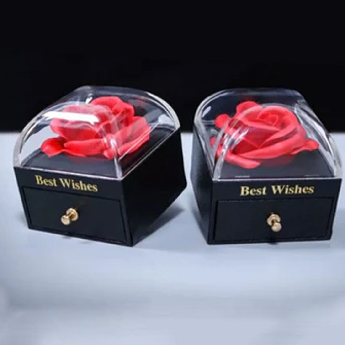 Wukusy preserved eternal rose flower in a decorative gift box drawer, perfect for home decor or special gifts.