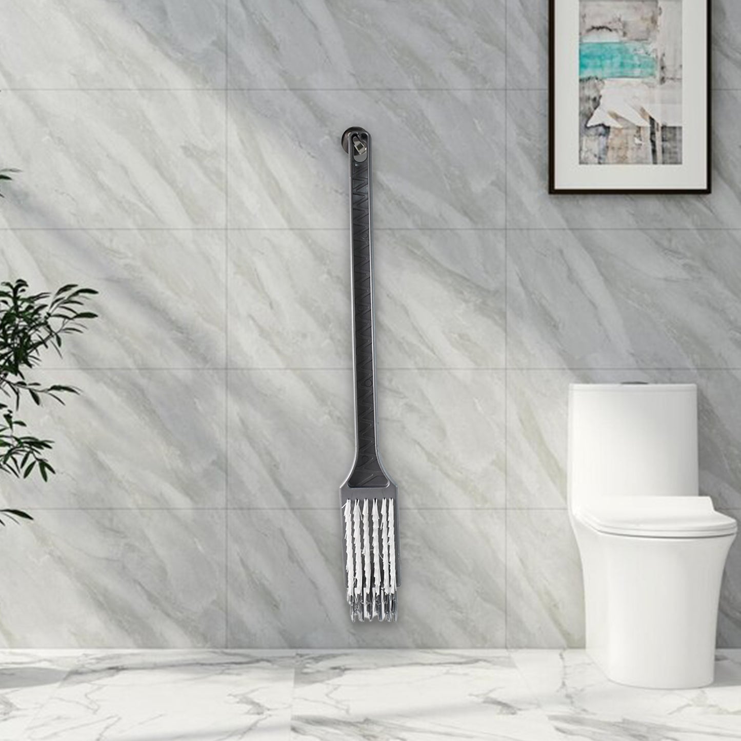 Wukusy Pro Clean long handle toilet cleaning brush with sturdy bristles for thorough bathroom cleaning.
