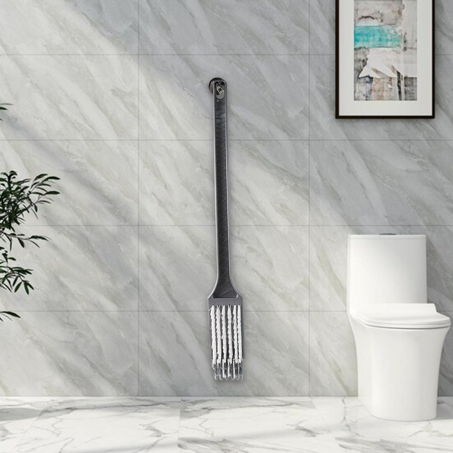 Wukusy Pro Clean long handle toilet cleaning brush with sturdy bristles for thorough bathroom cleaning.
