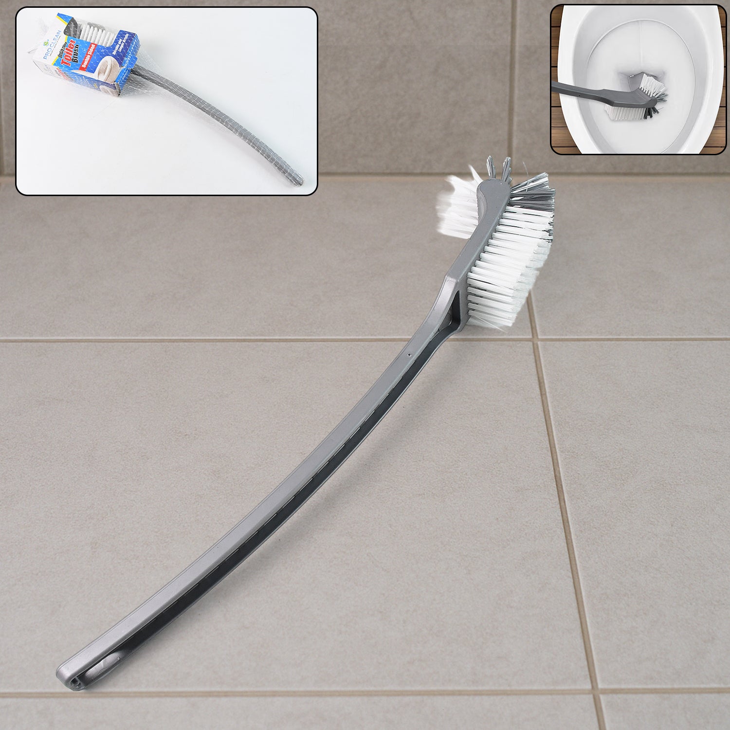 Wukusy Pro Clean long handle toilet cleaning brush with sturdy bristles for bathroom cleaning tasks.