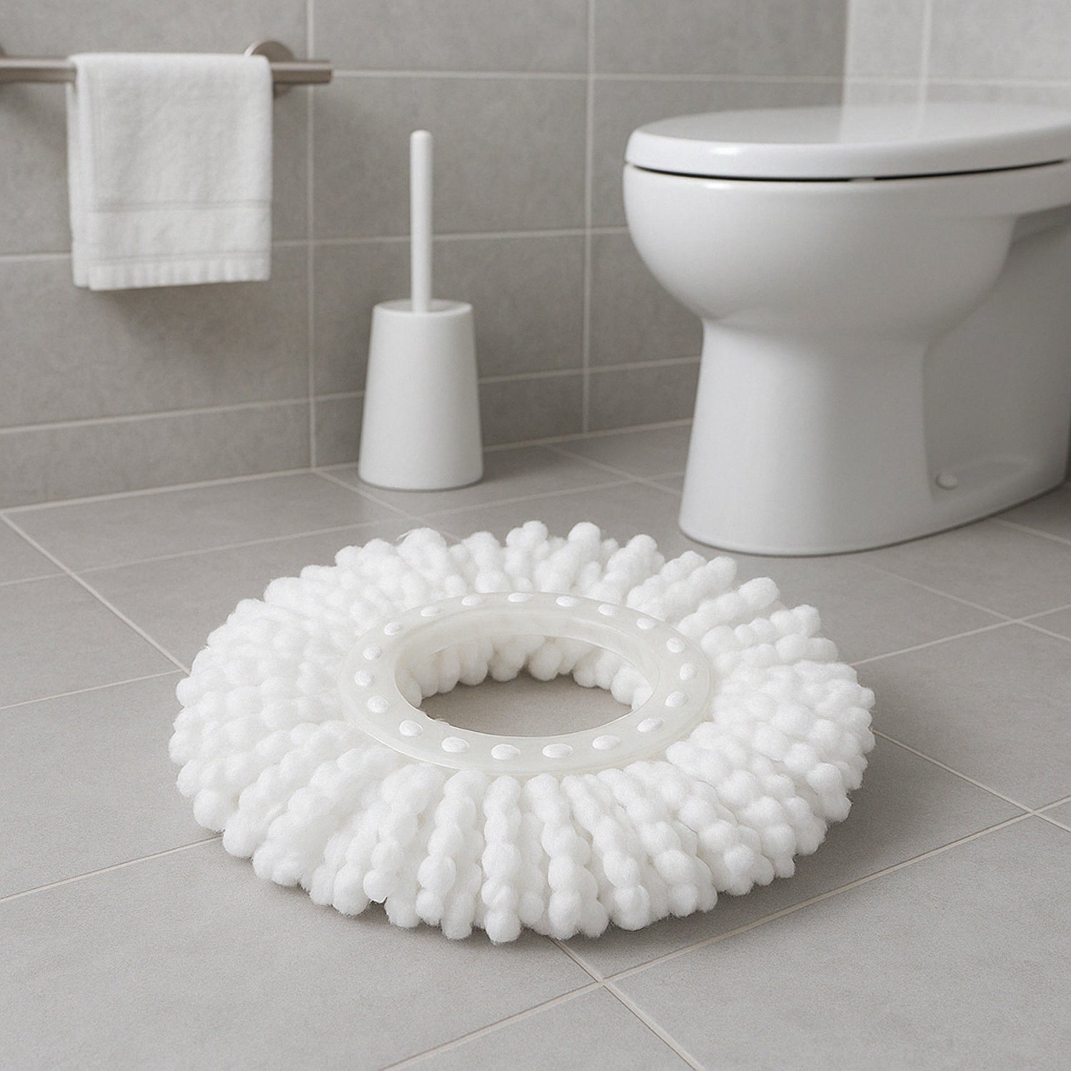 Wukusy Pro Clean Magic Mop refill head for home cleaning, shown attached to mop, with replaceable microfiber pad.