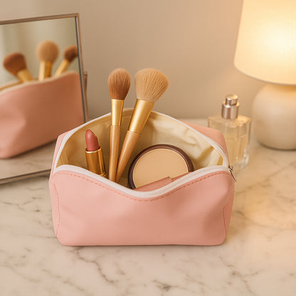 Wukusy PU leather cosmetic pencil pouch for storing makeup brushes, pencils, or small personal items in a stylish home improvement accessory.