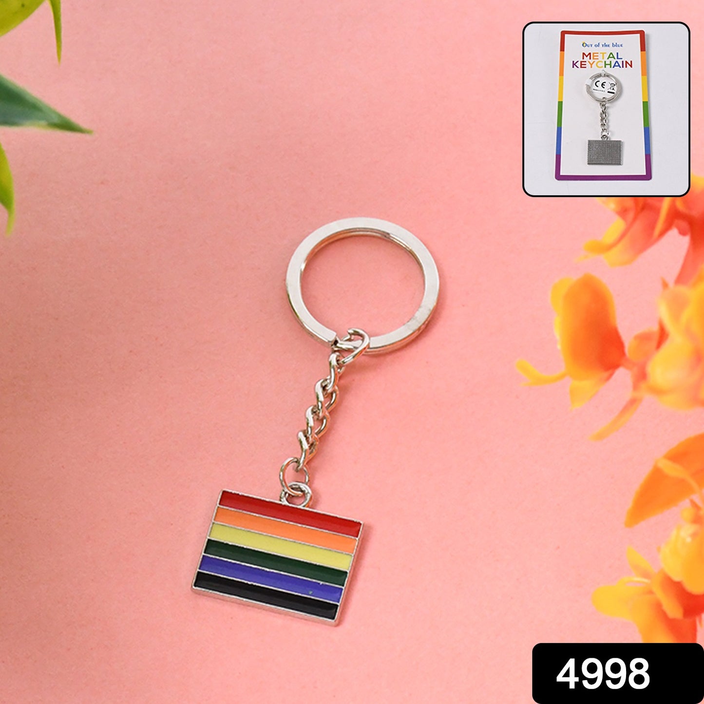 Rainbow design metal keyring and key chain by Wukusy, featuring colorful metal loop and attachment for keys and accessories.