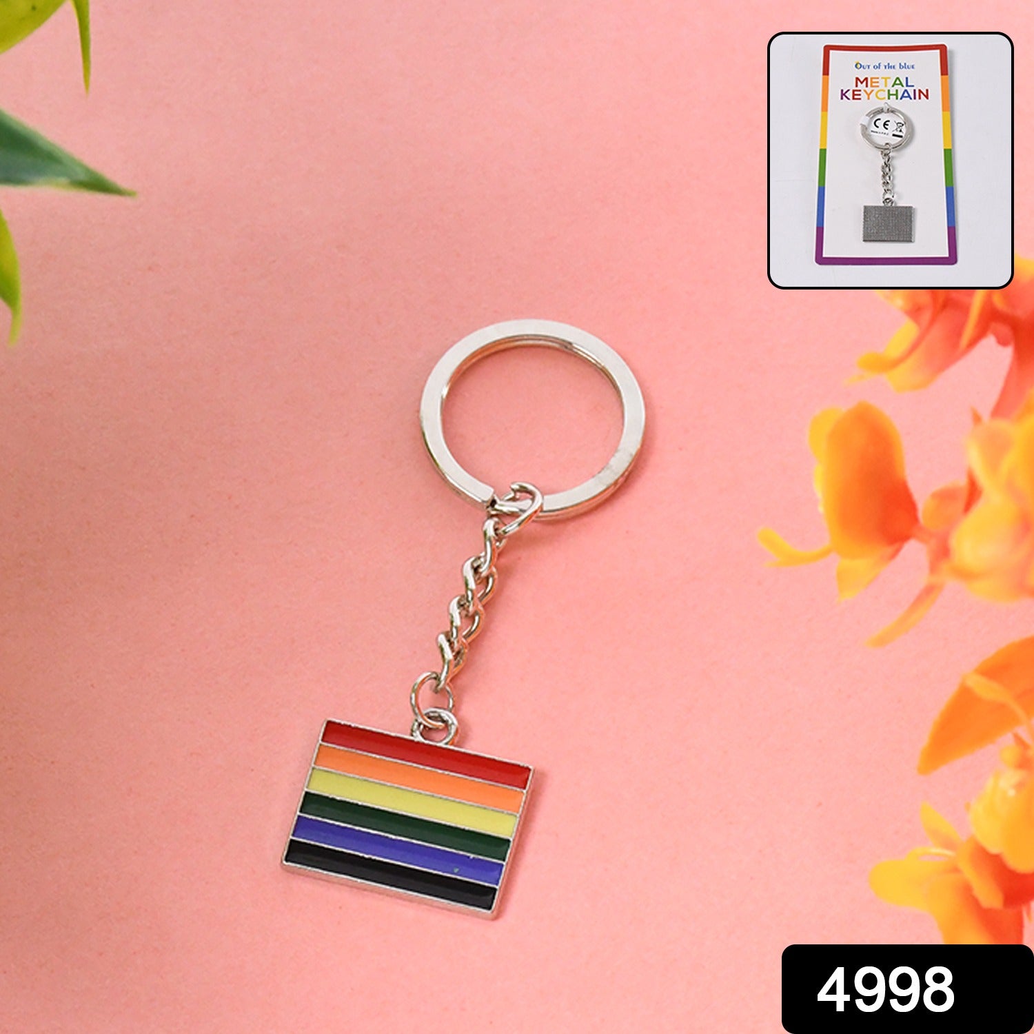 Rainbow design metal keyring and key chain by Wukusy, featuring colorful metal loop and attachment for keys and accessories.