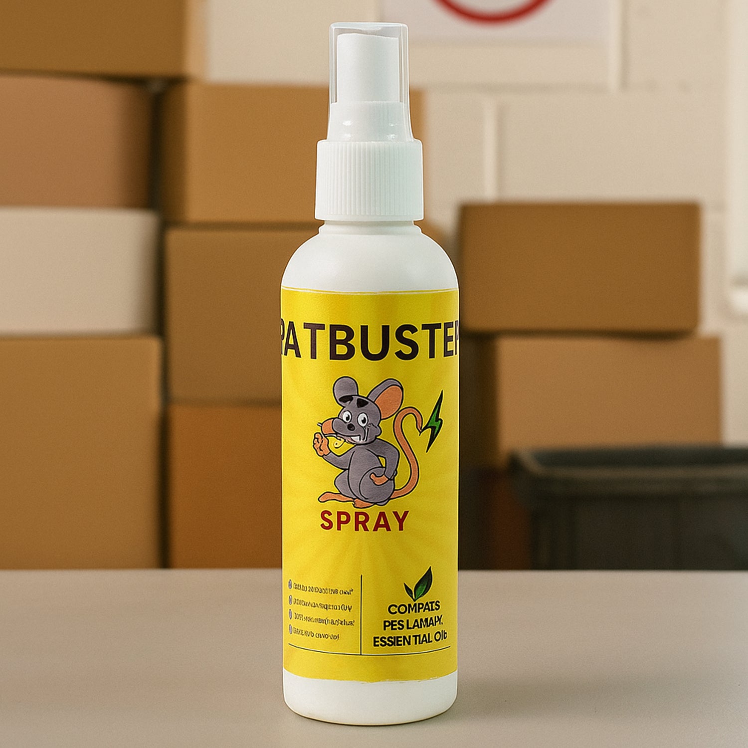 Wukusy rat repellent spray 100ml for home use, shown in a clear spray bottle on a white background.