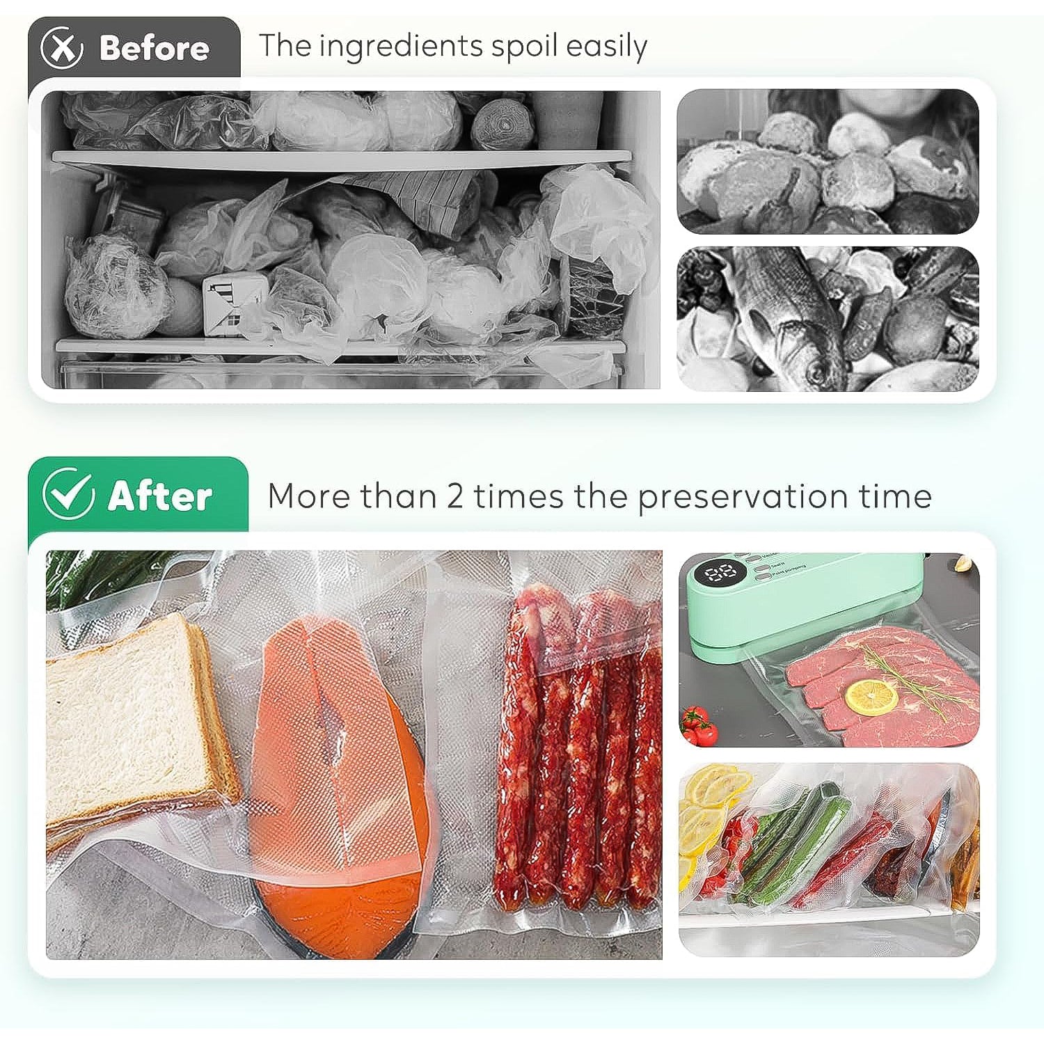 Wukusy rechargeable electric vacuum sealer machine for home use, compact appliance with control buttons and sealing chamber.