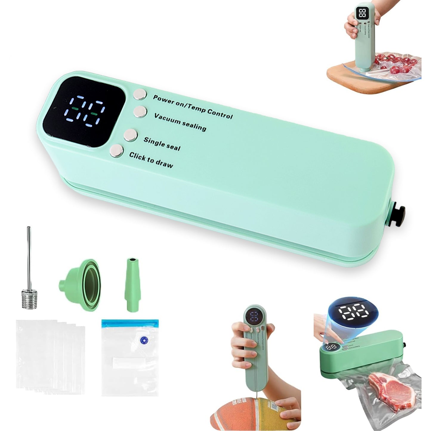 Wukusy rechargeable electric vacuum sealer machine for home use, compact kitchen appliance for sealing food efficiently