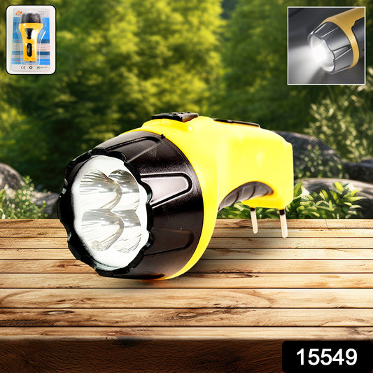 Wukusy rechargeable LED torch flashlight, high-power handheld emergency light with built-in plug, suitable for home improvement tasks.