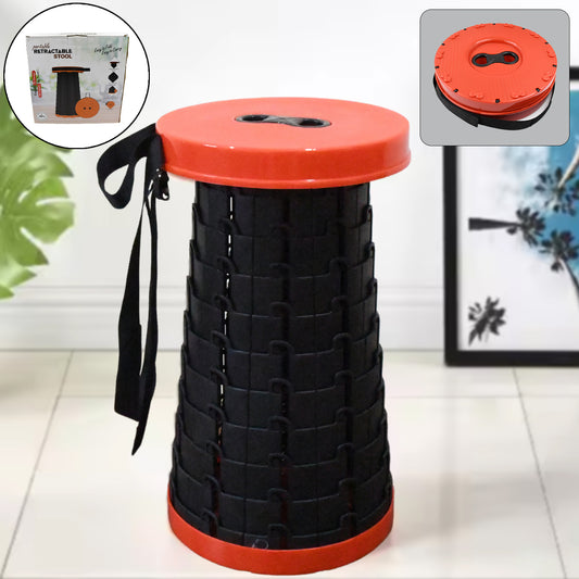 Wukusy retractable folding stool for home improvement, compact and portable seat with adjustable height, one piece design