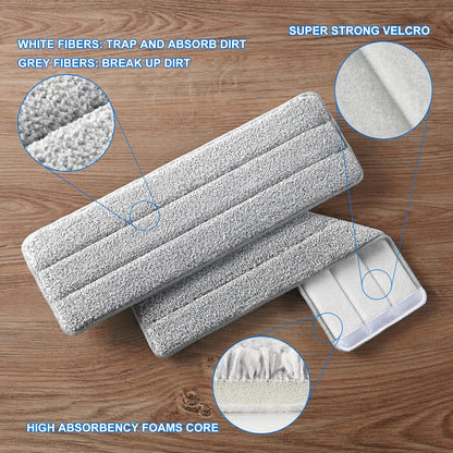 Wukusy reusable microfiber mop pad replacement for home cleaning, shown as a soft, absorbent cleaning pad on a mop.