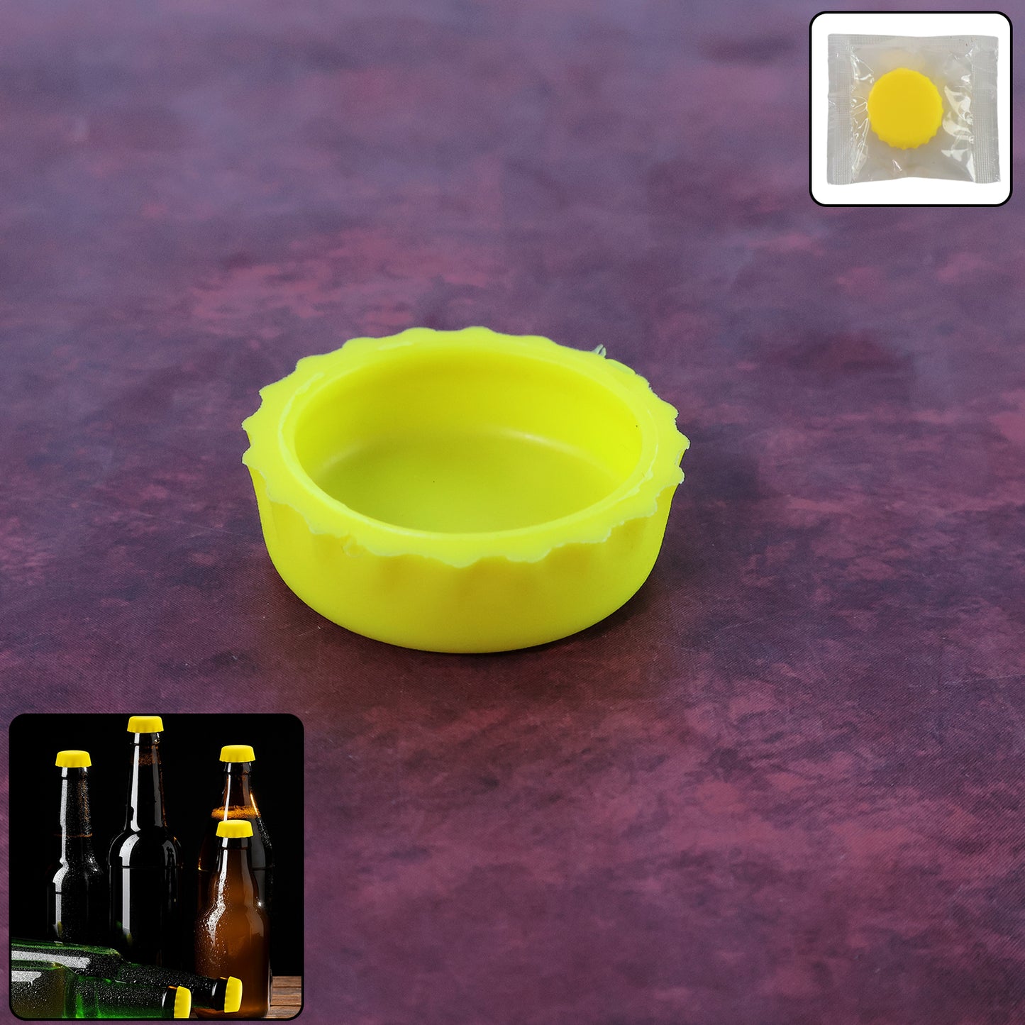 Reusable Wukusy silicone bottle cap cover for sealing bottles, flexible and durable home improvement accessory.