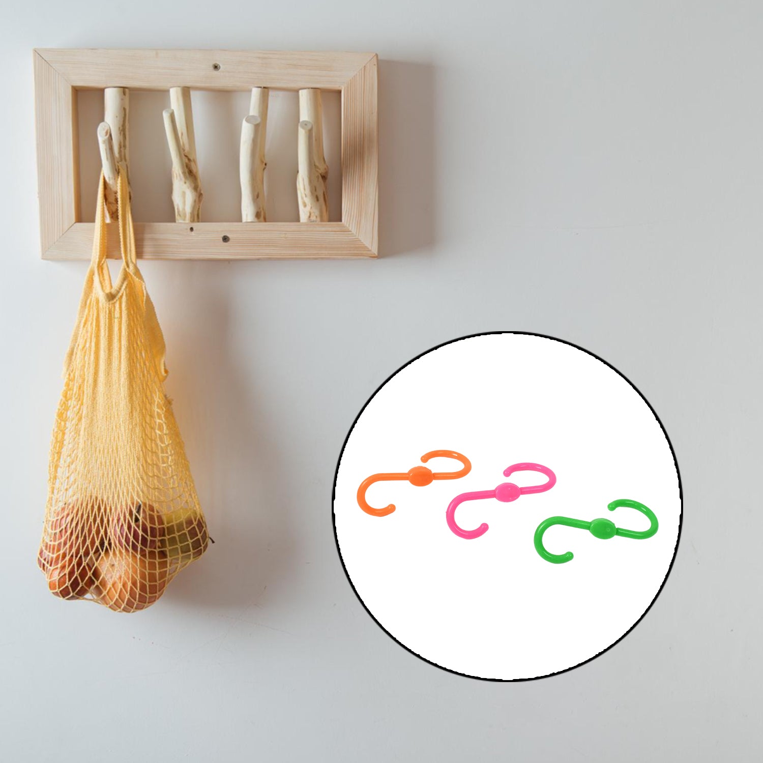 Set of three Wukusy S-shape plastic hooks for hanging clothes, ideal for home organization and closet storage.
