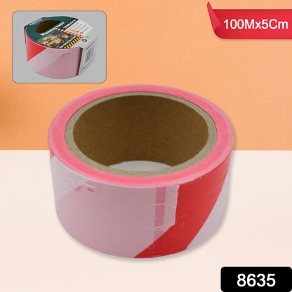 Wukusy safety warning tape for construction barriers, non-adhesive, 100m long and 5cm wide, used for home improvement safety.