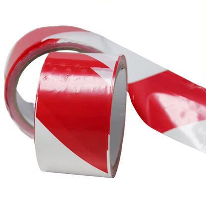 Wukusy safety warning tape for construction barriers, non-adhesive, 100m long and 5cm wide, used for home improvement safety.