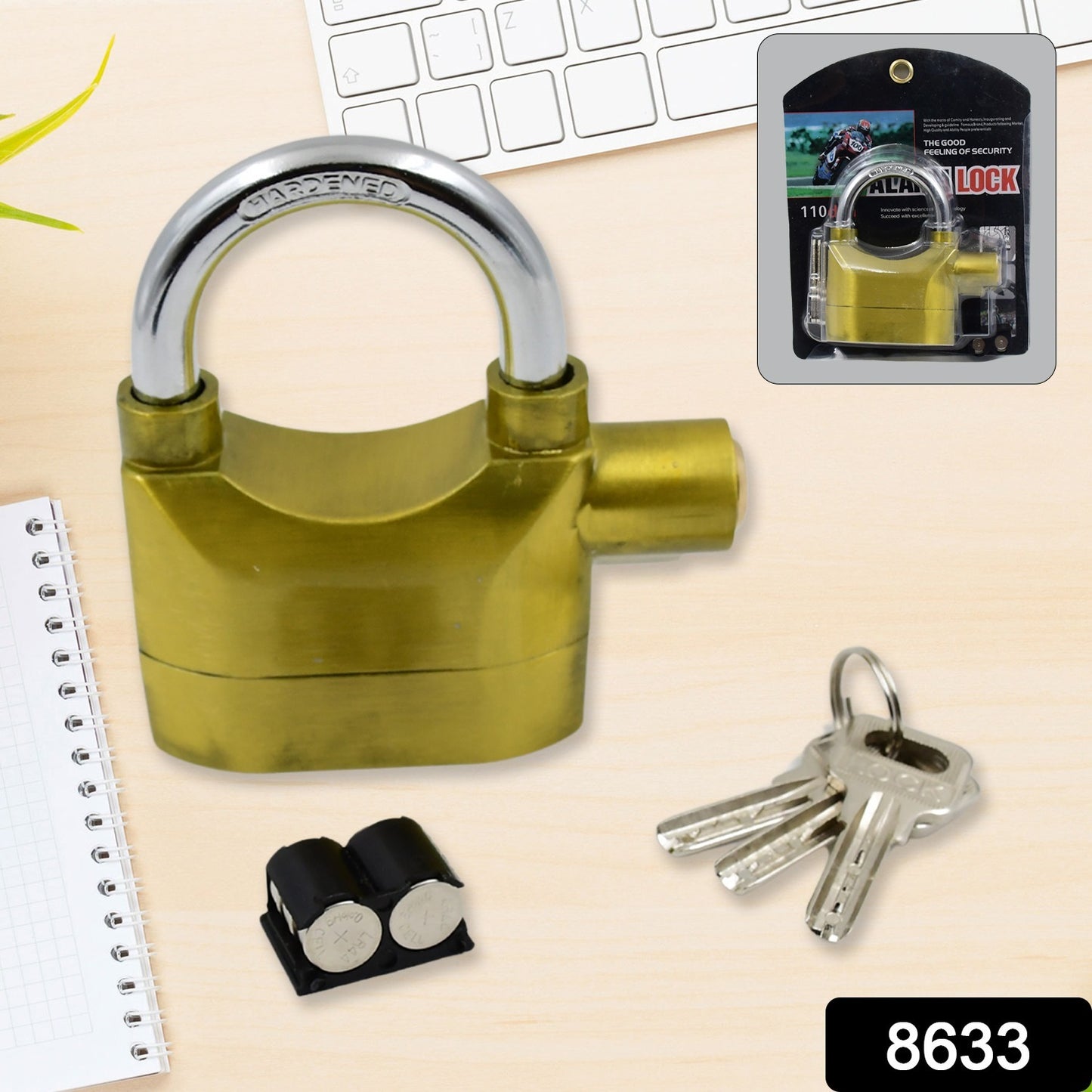 Wukusy security alarm metallic lock system with three keys, home improvement durable lock in mixed colors, secure door lock system