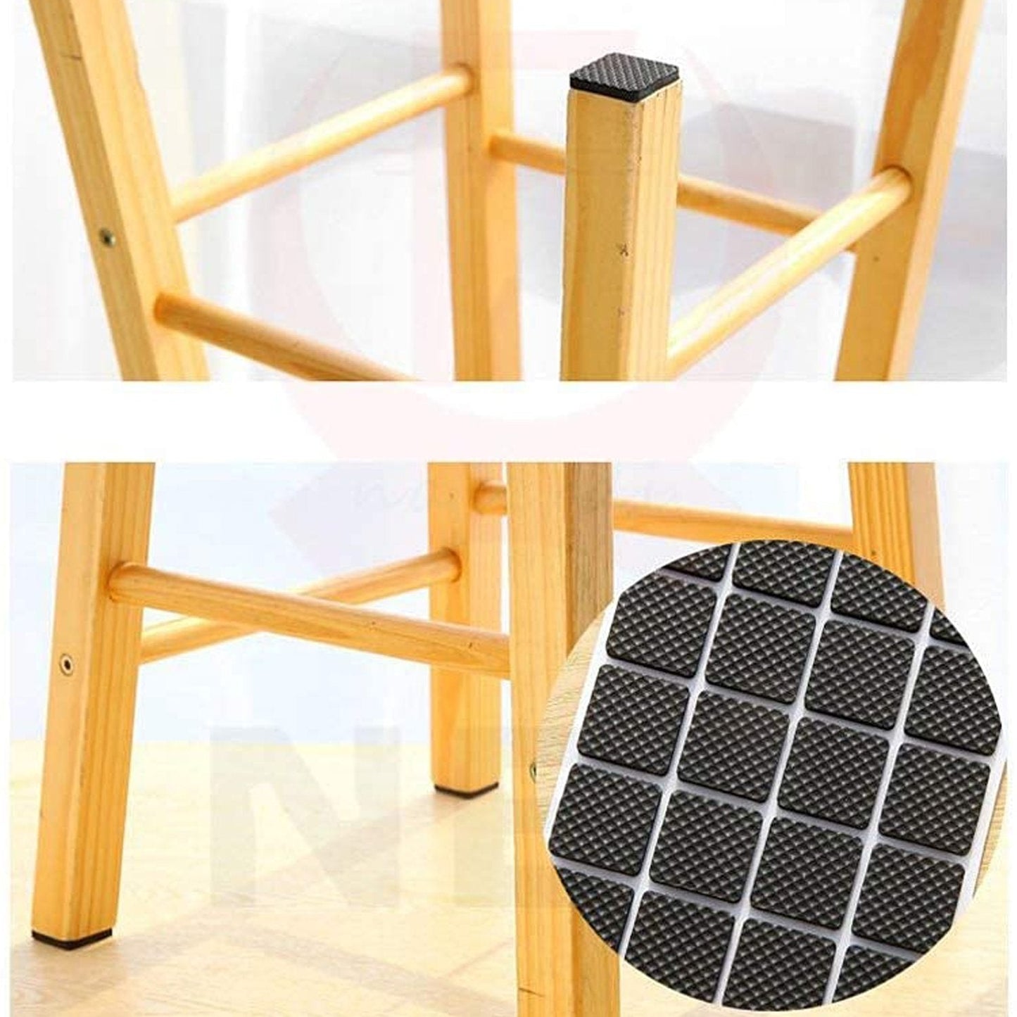 Square self-adhesive furniture pads by Wukusy, 18-piece set, designed to protect floors and reduce furniture noise.
