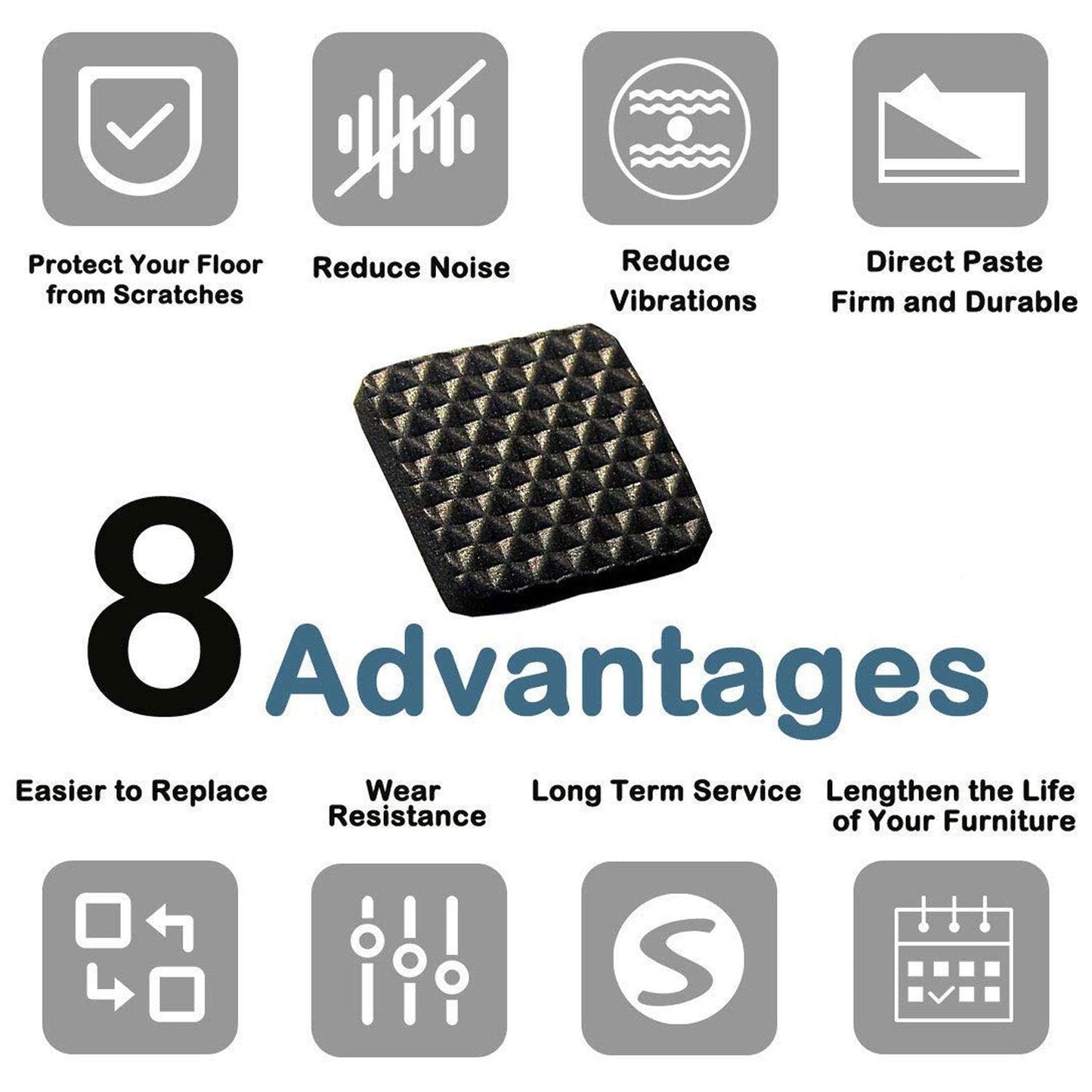 Wukusy self-adhesive square furniture pads set of 18 for protecting floors and furniture in home improvement projects.