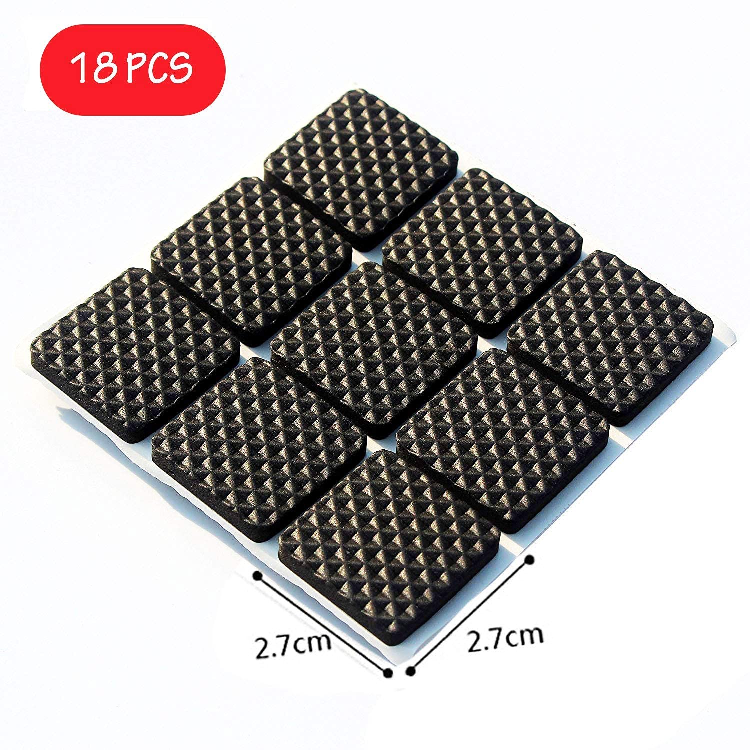Set of 18 square Wukusy self-adhesive furniture pads for protecting floors and reducing furniture noise in home improvement projects.