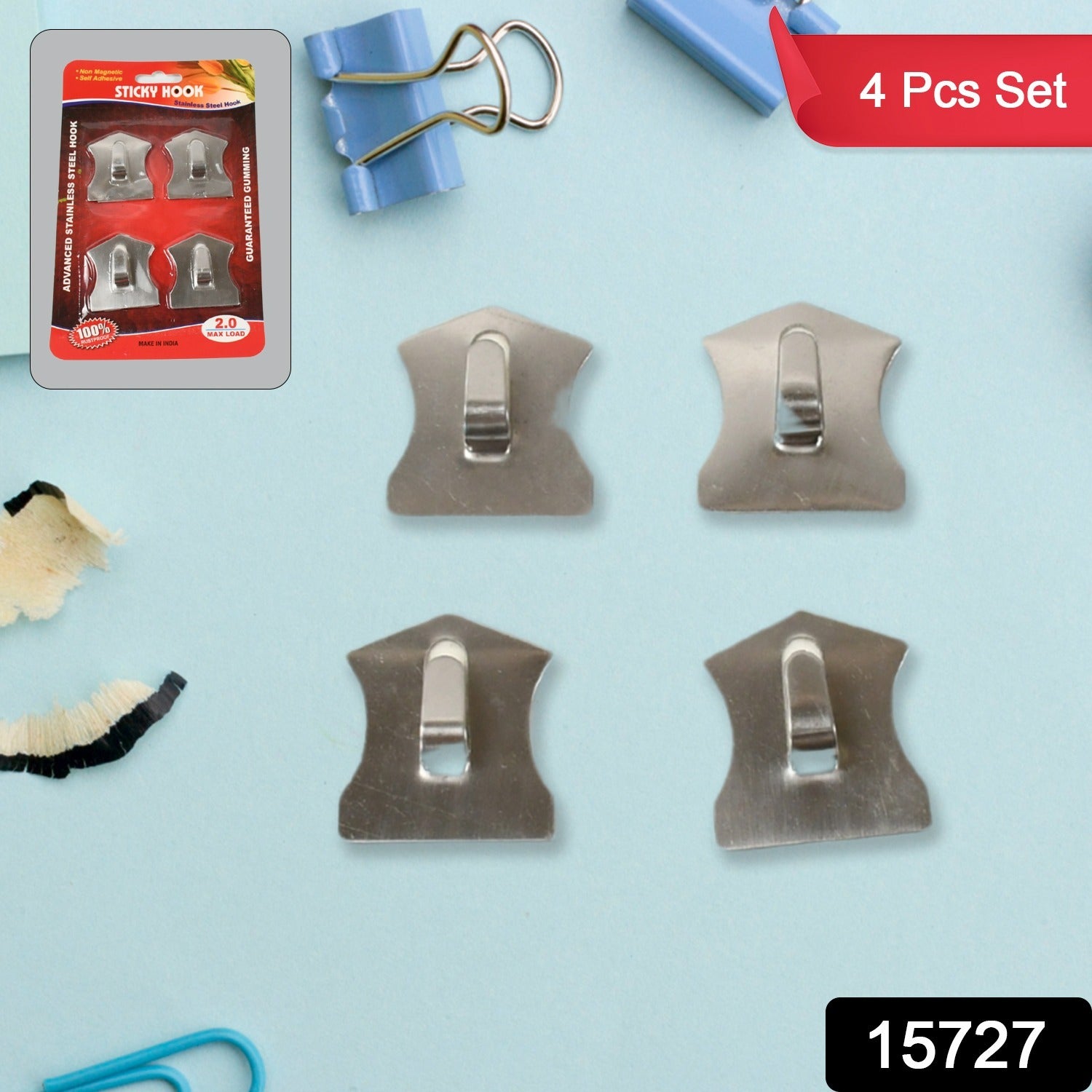 Wukusy stainless steel self-adhesive heavy-duty wall hooks for hanging robes coats towels in kitchen or bathroom, waterproof and durable.