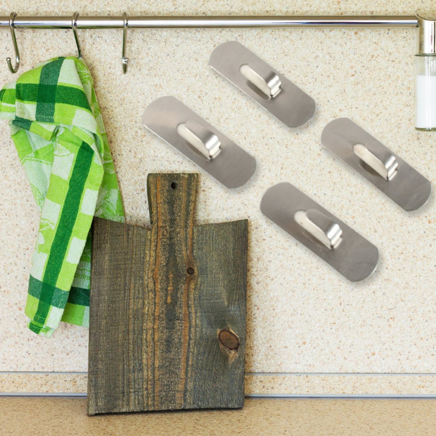 Wukusy stainless steel self-adhesive heavy-duty wall hooks for hanging robes, coats, towels in kitchen, bathroom, or home.