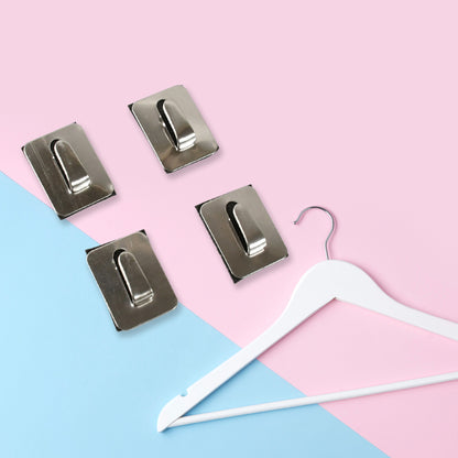 Stainless steel Wukusy self-adhesive heavy-duty wall hooks for hanging robes, coats, towels in kitchen, bathroom, or home.