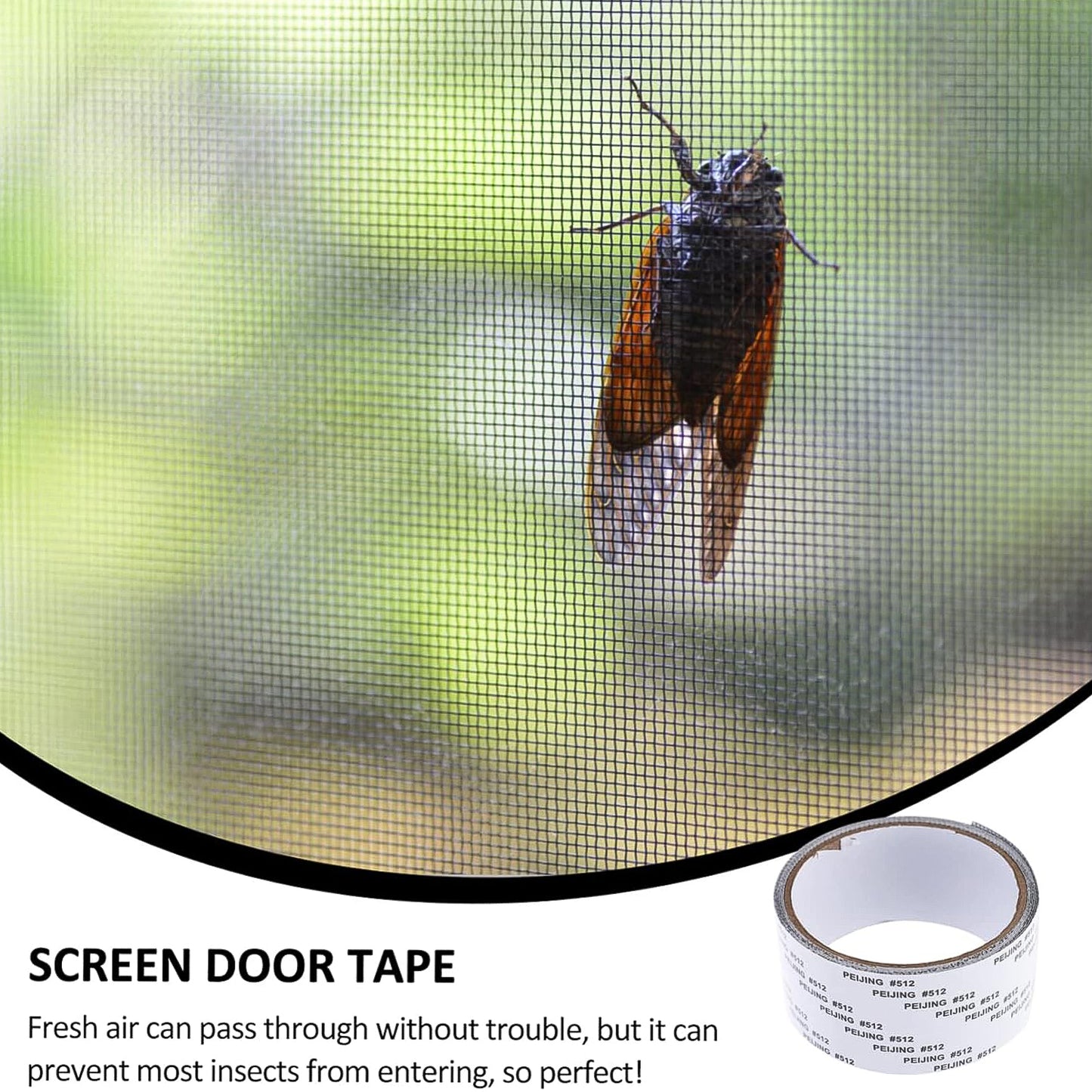 Wukusy self-adhesive mosquito net repair tape roll, 2m x 5cm, for home improvement, showing the black tape on a white background.