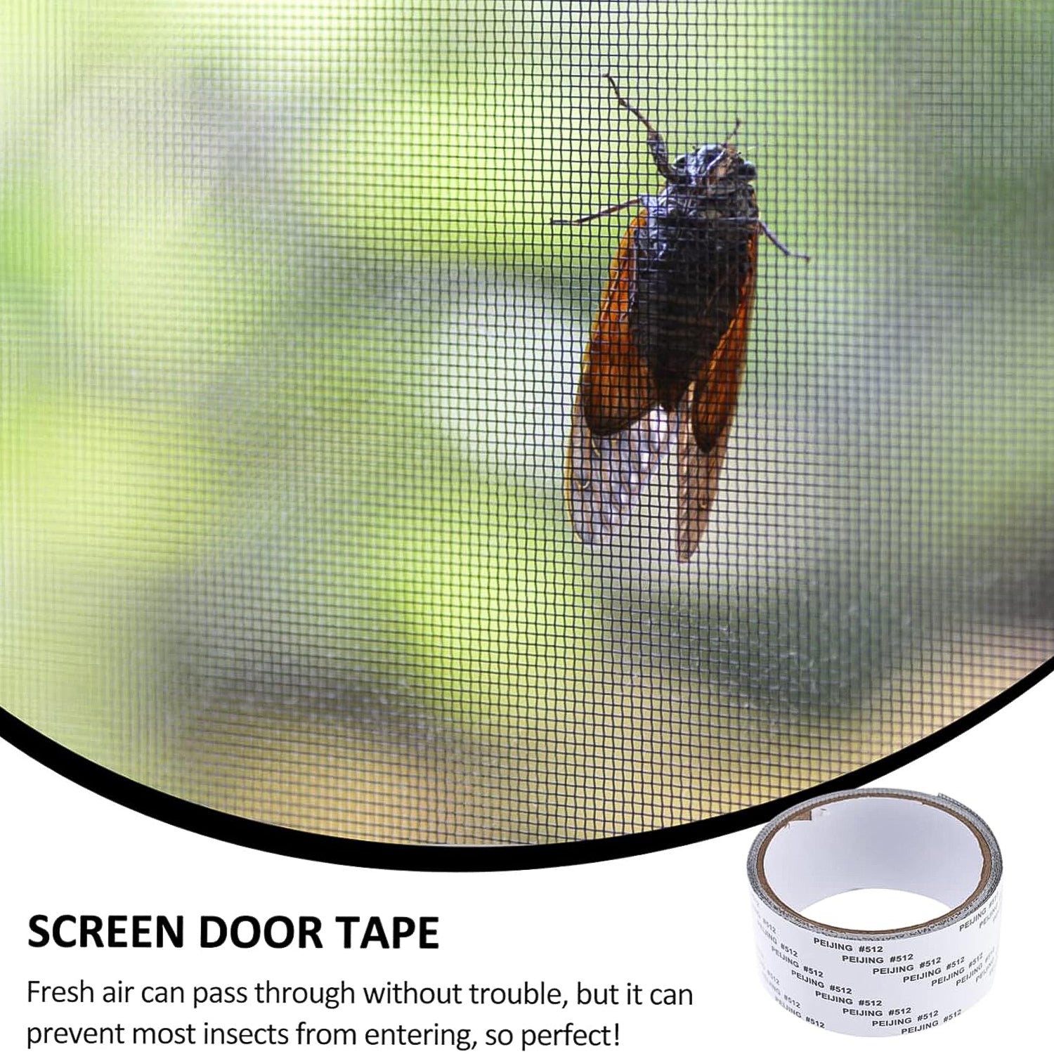 Wukusy self-adhesive mosquito net repair tape roll, 2m x 5cm, for home improvement, showing the black tape on a white background.