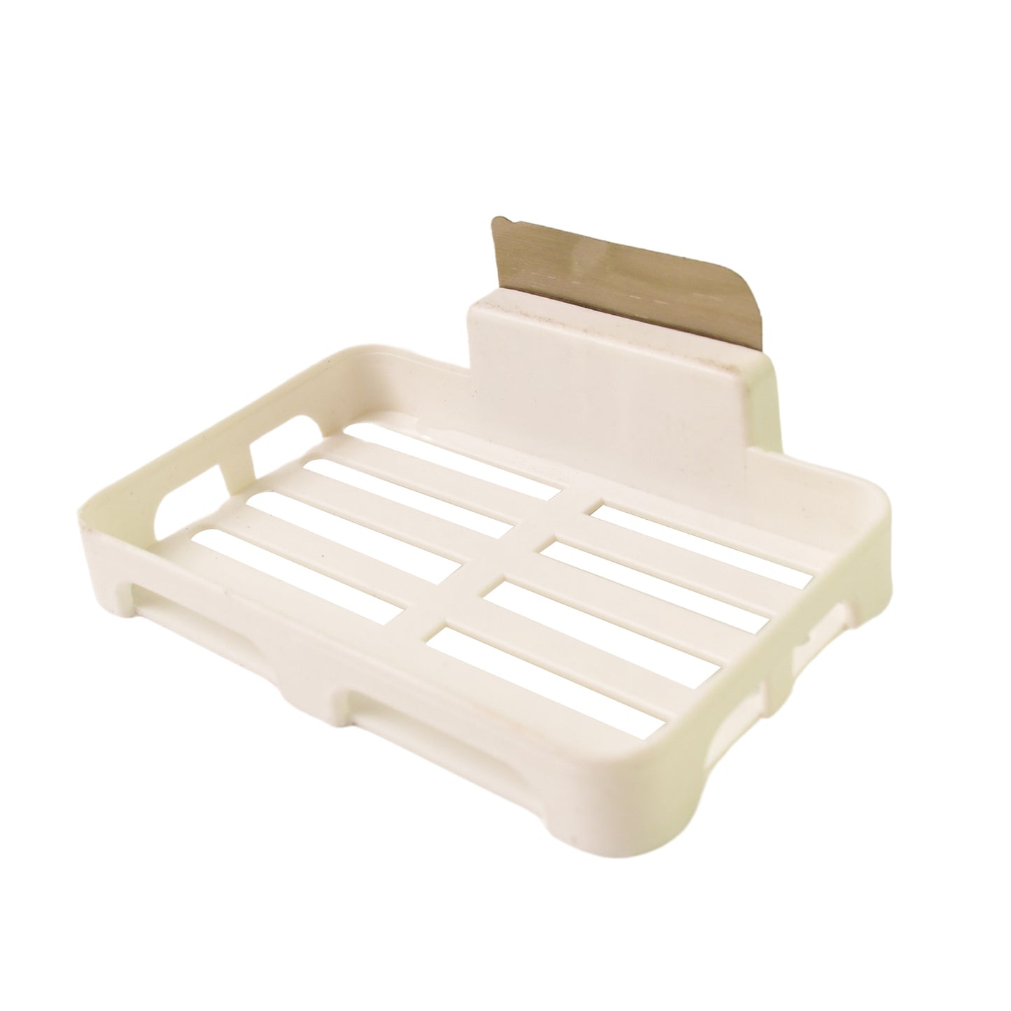 Wukusy self-adhesive wall mount plastic soap dish with drain slots for bathroom organization and easy installation.