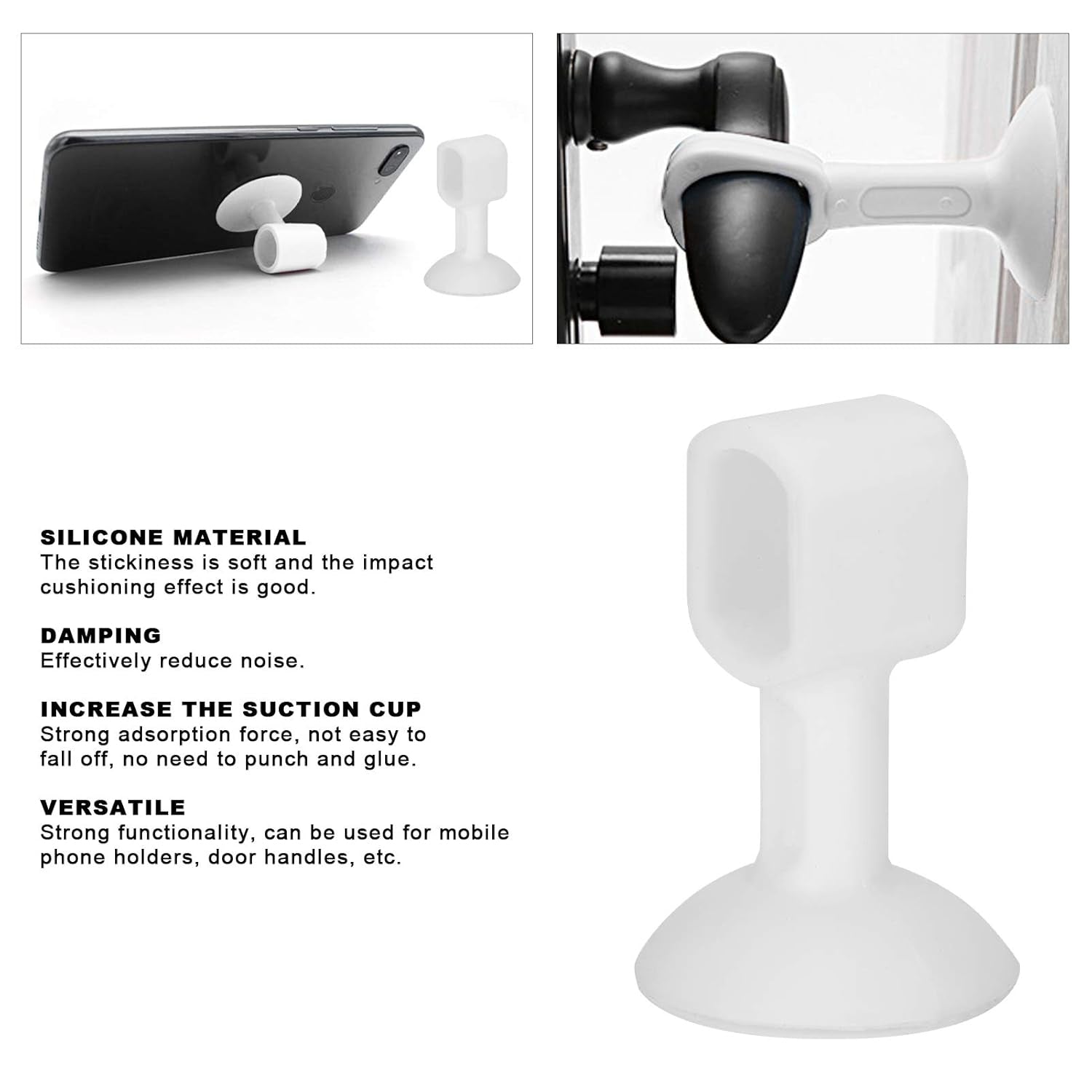 Wukusy self-sucking silicone door stopper in mixed colors, prevents door movement with a secure grip, ideal for home improvement.