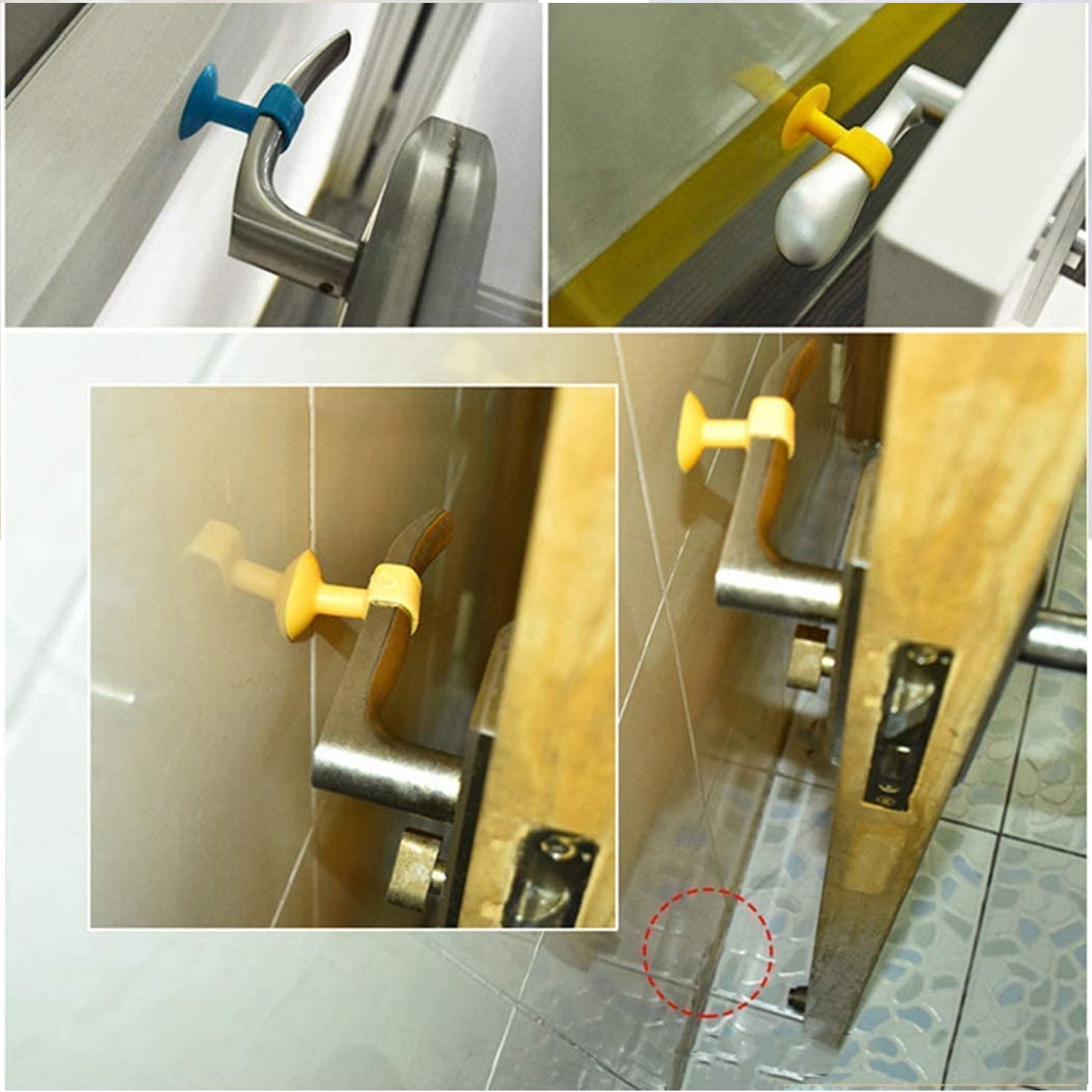 Set of two Wukusy self-sucking silicone door stoppers for home improvement, designed to hold doors securely in place.