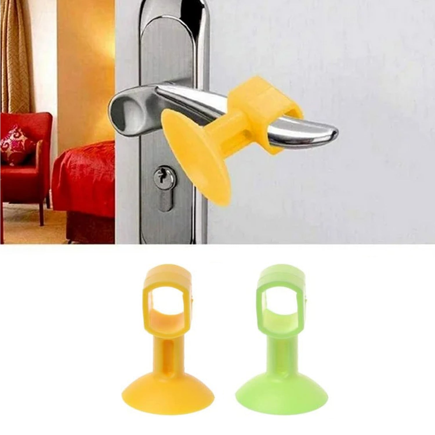 Set of two Wukusy self-sucking silicone door stoppers for home improvement, keeps doors securely in place.