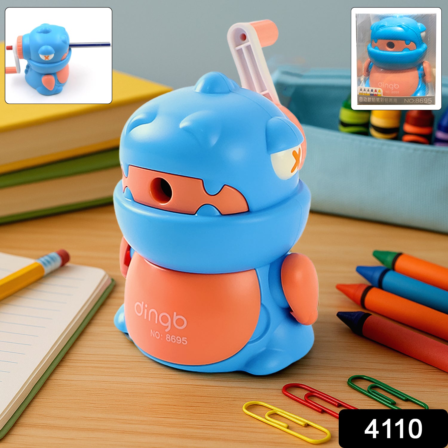 Wukusy teddy-shaped pencil sharpener with removable tray and steel cutter, ideal for kids' stationary and home improvement.