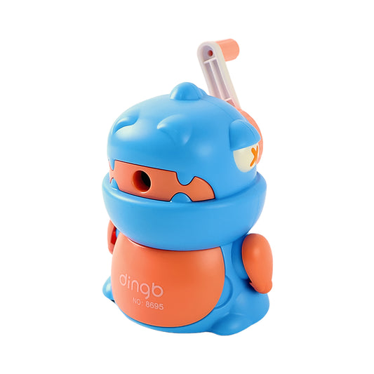 Wukusy teddy-shaped pencil sharpener with removable tray and steel cutter, ideal for kids' stationery and home improvement.