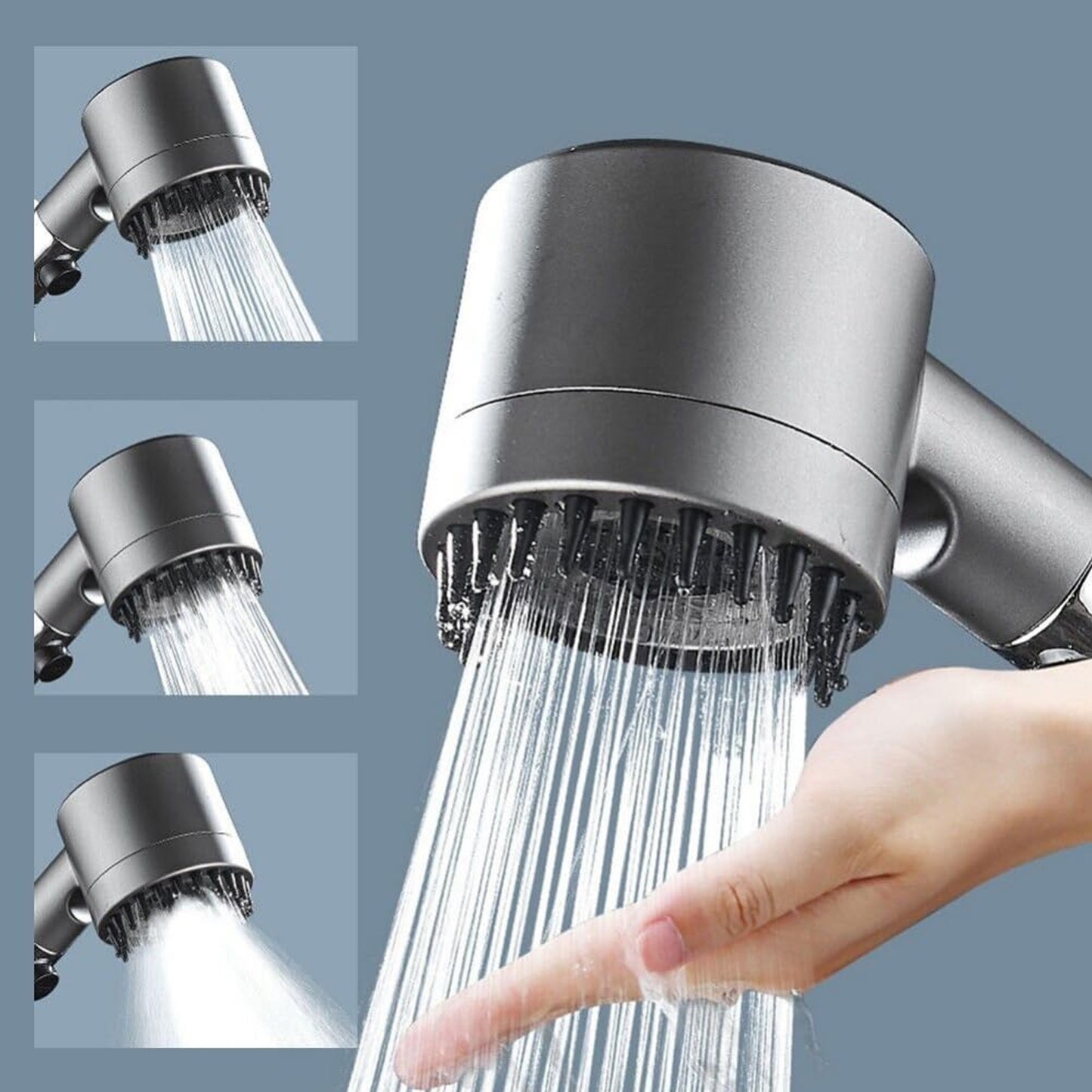 Wukusy shower filter shower head with three adjustable modes, mounted in a bathroom setting for home improvement.