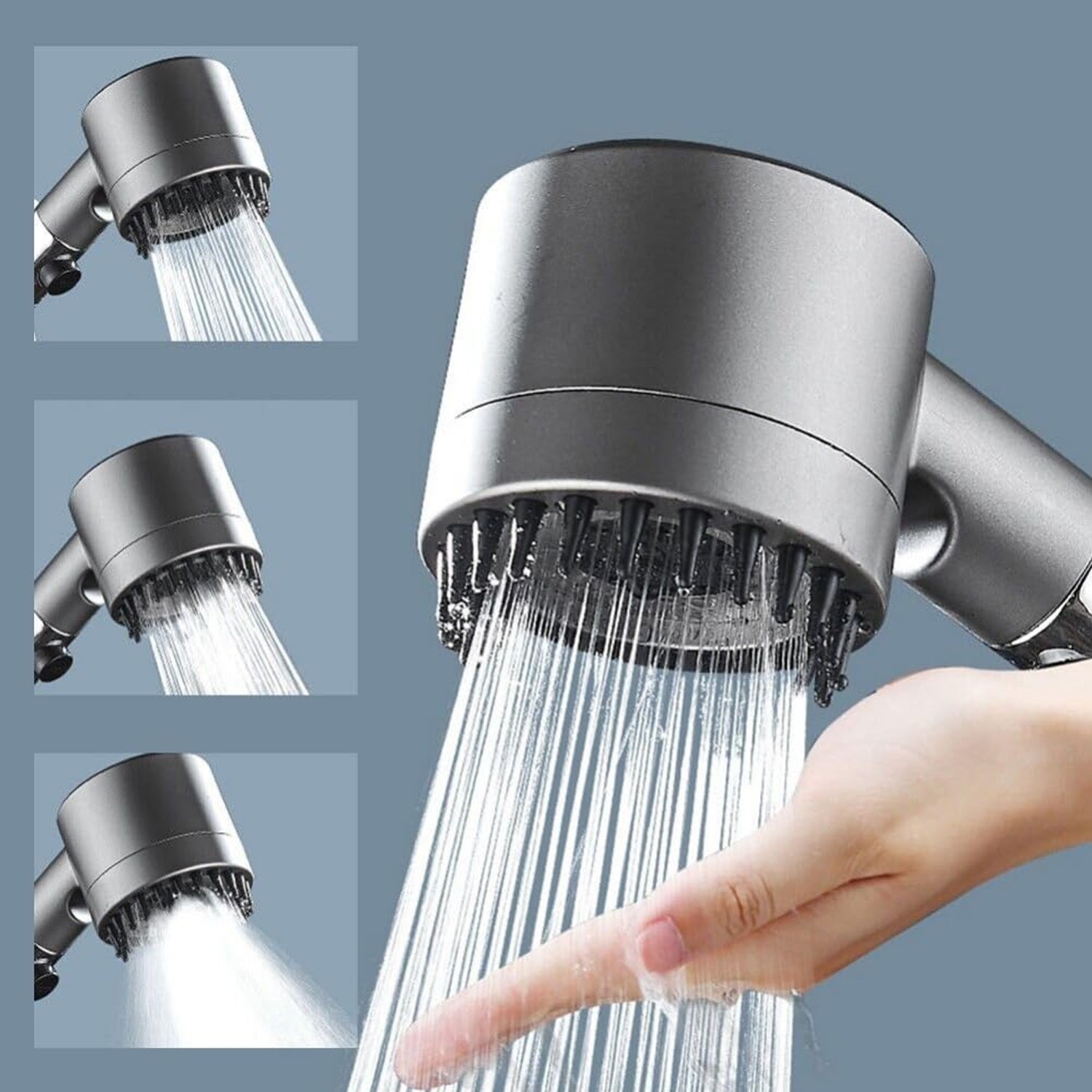 Wukusy shower filter shower head with three adjustable modes, mounted in a bathroom setting for home improvement.