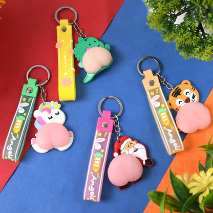 Silicone keychain with wrist strap and squeeze toy from Wukusy, featuring a mix of colorful designs for home improvement accessories.