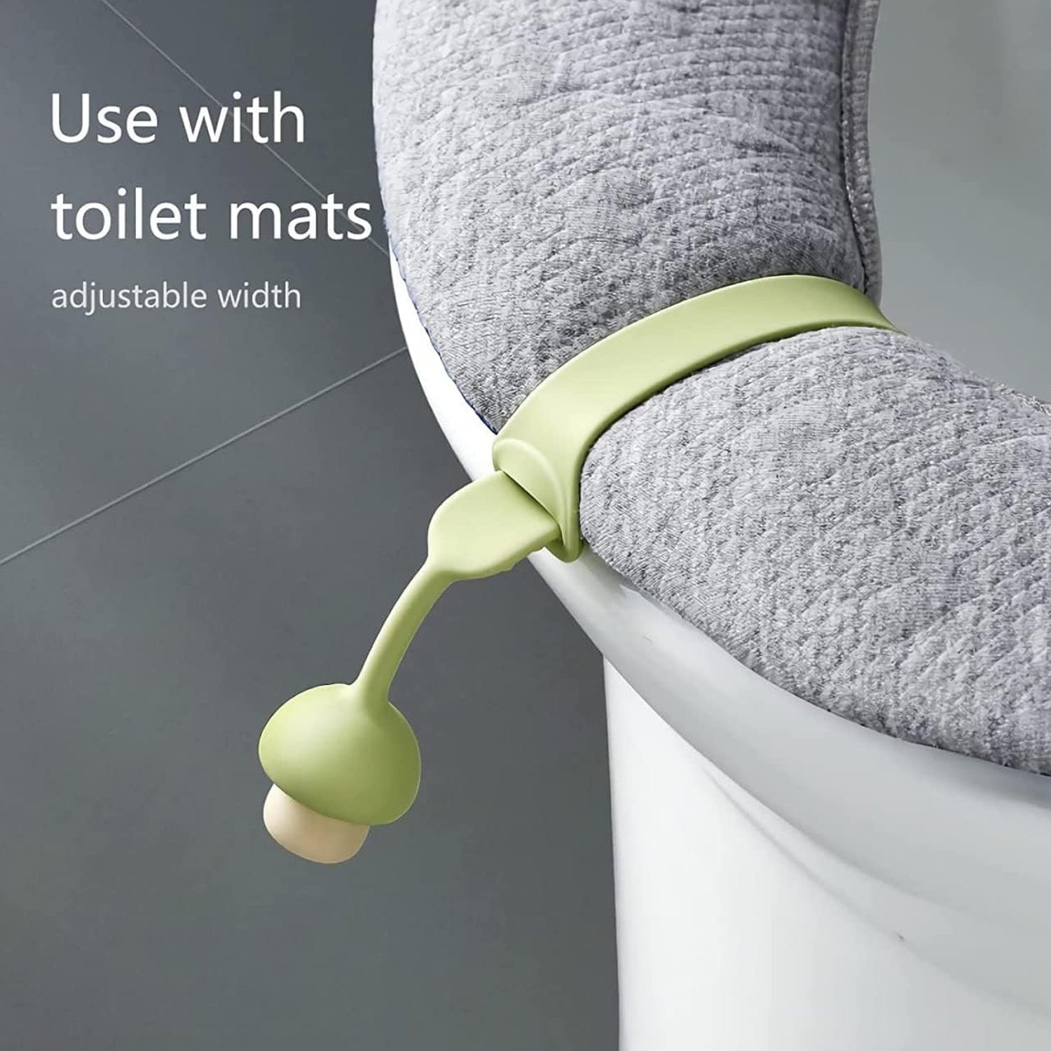 Silicone toilet seat lifter band by Wukusy, designed for home improvement and toilet seat adjustment, shown in black.