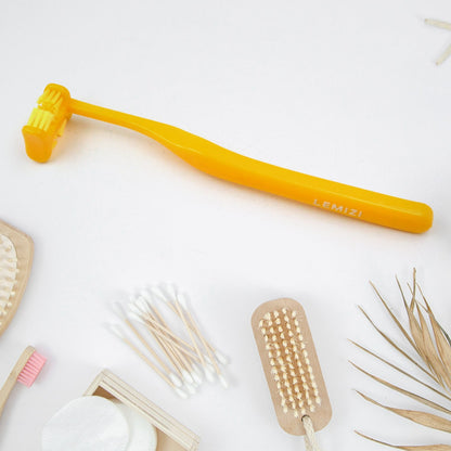 Wukusy six-sided soft toothbrush with anti-bacterial bristles, designed for thorough oral cleaning and dental care.