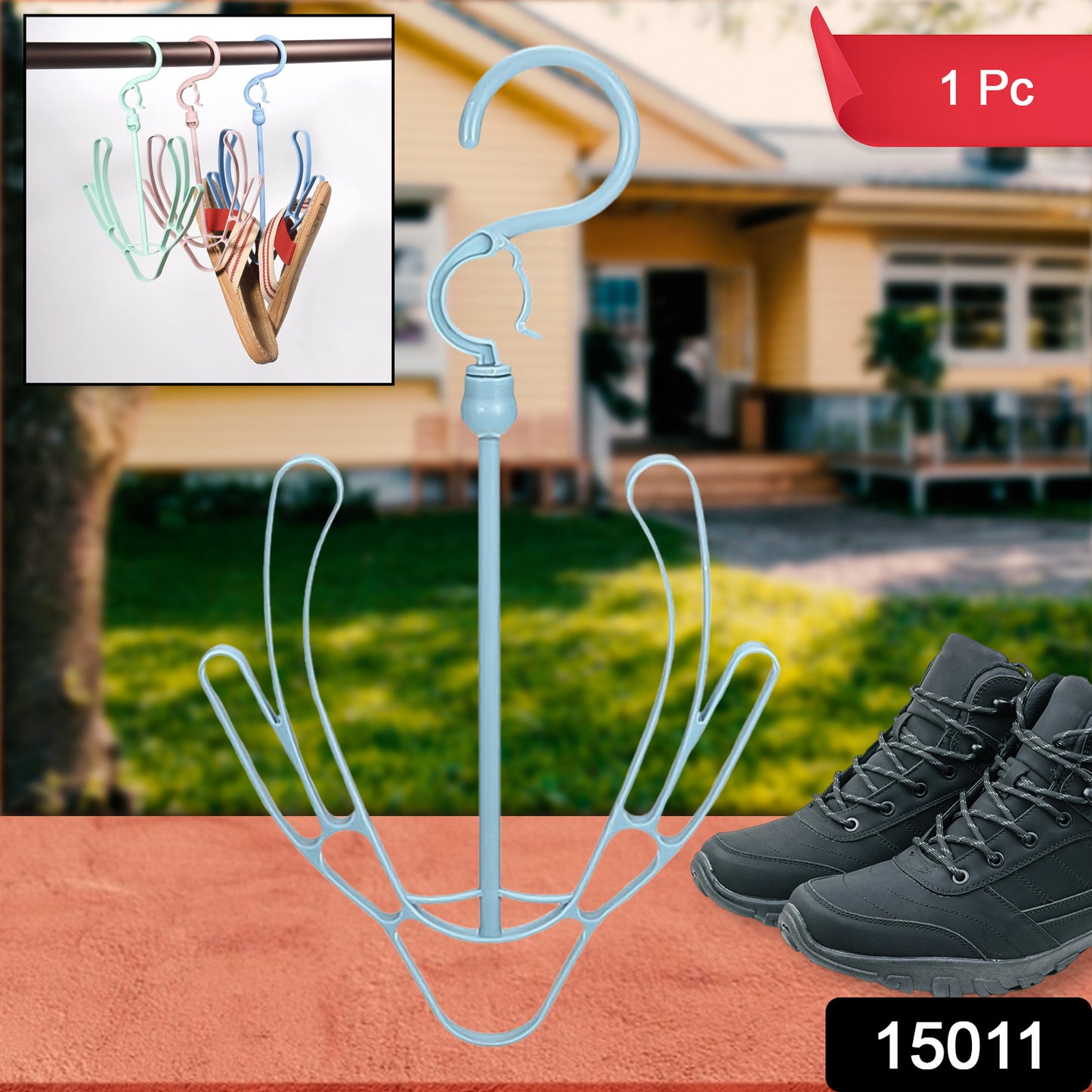 Wukusy small rotatable shoe drying hanger with multiple slots for drying and organizing shoes in home improvement setting