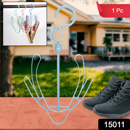 Wukusy small rotatable shoe drying hanger with multiple slots for drying and organizing shoes in home improvement setting