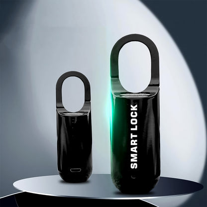 Wukusy small USB rechargeable smart fingerprint padlock for lockers, featuring digital fingerprint scanner and compact design.
